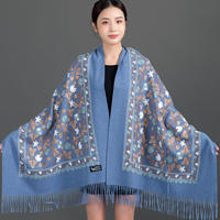 Châle Écharpe Hijab de Luxe en Polyester Brodé pour l'Hiver, Sensation Cachemire, Vente Directe Usine pour Femmes Musulmanes