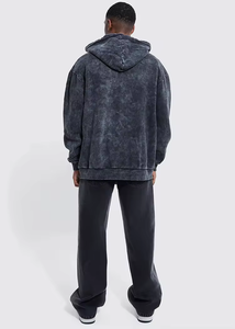 custom screen print logo cotton fleece heavy weight oversize <b>zip</b> <b>up</b> <b>vintage</b> snow wash acid wash <b>hoodie</b> - Product Image 2