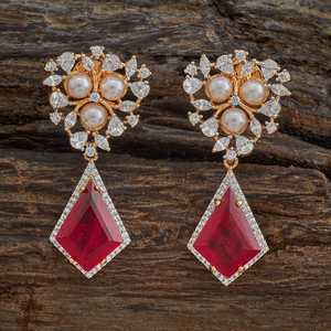 Boucles d'oreilles pendantes en zircon 177220 en forme de fleur en alliage de zinc pour les occasions festives - Product Image 1