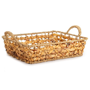 Bandeja de comida para pan de jacinto de agua trenzada a mano Natural, Juego de 3 cestas de almacenamiento de bambú tejidas, Bandejas para servir en el desierto de algas marinas - Product Image 5