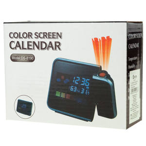 Station météo numérique AP28 avec thermomètre d'intérieur, horloge, alarme et projecteur, en plastique - Product Image 3