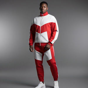 Diseño personalizado Jogger Chándal Hombres Deportes Cremallera Suéter Pantalones de chándal Conjunto Hombres 100% Algodón Poliéster Zip-Up Chándal Hombre - Product Image 1