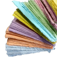 Lot de feuilles de papier coton pastel faites à la main, bord festonné, pour scrapbooking, fournitures de journalisation artisanale, taille personnalisable