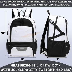 Vêtements de sport Sacs de basket-ball Sac à dos tout sport haute capacité personnalisé avec compartiment à chaussures et pochette pour bouteille - Product Image 2