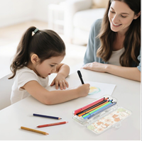 Étui à crayons transparent en acrylique double couche, impression personnalisée, boîte de rangement de bureau pour l'école, le bureau, la maison, la décoration, cadeaux d'entreprise