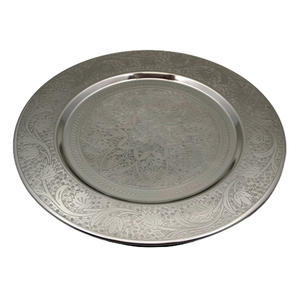 Best-seller Fer Rond Chargeur Plaque Gravure Nickel Antique Plaqué Argent Couleur Plats & Assiettes Pour Servir Au Restaurant en vrac - Product Image 2