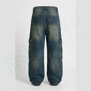 กางเกงยีนส์เดนิมทรงตรงผู้ชาย 6 กระเป๋า ทรงคาร์โก้ ไซส์ใหญ่ ผ้าฟอก ลวดลายโลโก้แบบกำหนดเอง คุณภาพพรีเมียม แห้งเร็ว น้ำหนักเบา - Product Image 2