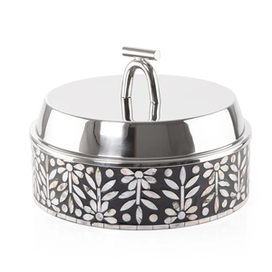 Casserole de luxe en mosaïque blanche incrustation de nacre martelée en acier inoxydable Hotpot fait à la main Buffet bol de service - Product Image 3