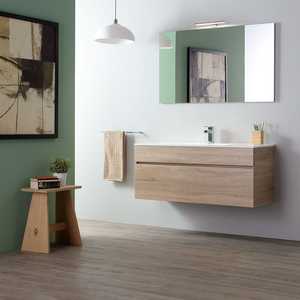 Meuble de salle de bain suspendu au mur en chêne naturel de 120 cm de Shanghai, ensemble élégant pour votre salle de bain moderne - Product Image 1