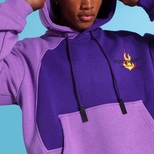 Dec Oem 60% algodón 40% poliéster llama Polar Color bloque dos tonos corte y coser Sudadera con capucha dos colores para Hombre Sudaderas con capucha púrpura viento - Product Image 4
