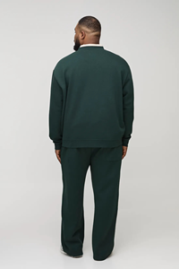 Vente en gros Survêtement confortable en molleton de coton biologique sans ficelle 2 pièces sweat surdimensionné avec logo personnalisé pour hommes jogger grande taille - Product Image 2