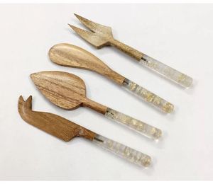 Excellente couleur bois naturel/blanc et vert couteaux à fromage ensemble couteaux à beurre ensemble de couverts en bois pour la maison hôtel restaurant utilisation - Product Image 6