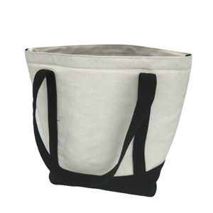 Bolso tote de lona de algodón blanco liso vintage reciclable reutilizable con logotipo impreso personalizado muchos bolsillos en el interior para promoción de viajes - Product Image 3