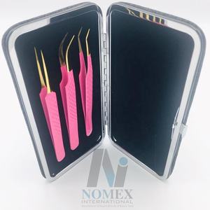 แหนบต่อขนตาทำจากสเตนเลสเนื้อสัมผัสทนทานสีชมพูทองปรับแต่งได้ตามต้องการ - Product Image 3