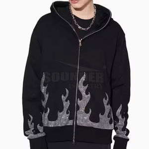 En línea superventas hombres diamantes de imitación sudaderas con capucha nuevo estilo hombres diamantes de imitación sudaderas con capucha bajo Moq hombres diamantes de imitación sudaderas OEM - Product Image 1