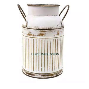 Jardinière de fleurs Vintage faite à la main de canne à lait galvanisée de qualité supérieure avec poignée décor intérieur et extérieur fournitures de jardinière en métal - Product Image 1