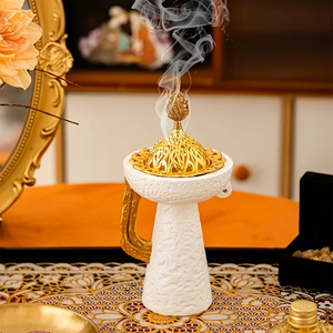 กระถางธูปตกแต่งสีทองที่มีกิ่งก้านตั้งได้ดีไซน์รูปปั้นนกและดอกไม้สำหรับตกแต่งบ้านและกลิ่นหอม - Product Image 2