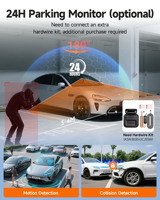 Caméra embarquée 4 canaux 1080P 360 degrés, enregistreur DVR de voiture avant arrière gauche droite avec Wi-Fi, moniteur de stationnement et vision nocturne IR