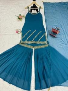 Designer Party Wear <b>Top</b>-Sharara And Dupatta With Thread & Sequence Work - Product Image 3