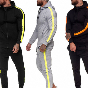 Dernier design Ensemble 2 pièces tendance pour hommes Pantalon de jogging décontracté Slim Fitness Sweats à capuche rayés Survêtement pour hommes - Product Image 6