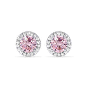 Modernos Pendientes de Plata con Diamante Solitario Rosa, Oro Rosa de 18K, en Forma de Corazón, Diamante, Esmeralda, Perla, Regalo de Boda o Compromiso - Product Image 1