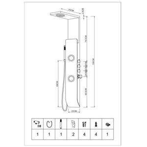 TEC alluminio Hydro decorazioni getti per colonna doccia H150xl22 disponibile in bianco e nero pacchetto 1 doccia accessori - Product Image 5