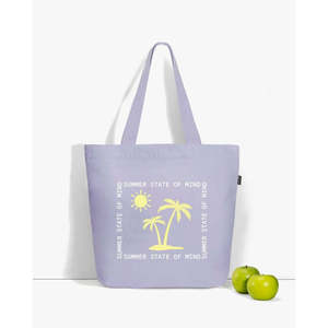 Bolso Tote Grande con Cremallera Sunny Side, de Tela de Color Sólido con Asa Única y Decoración de Letras, Forro de Poliéster Portátil - Product Image 1