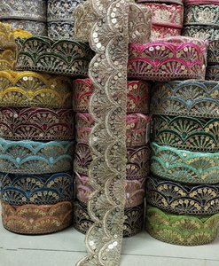 Encaje de Jacquard Floral de lujo hecho a medida, encaje decorativo multicolor para ropa nupcial y étnica para clientes de boutique - Product Image 5