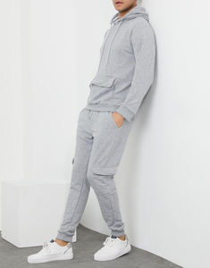 Venta al por mayor de peso pesado de algodón liso Multi bolsillos chándales chándal personalizado Cargo Hoody gimnasio Jogger dos piezas pesado Sudadera con capucha conjunto - Product Image 3