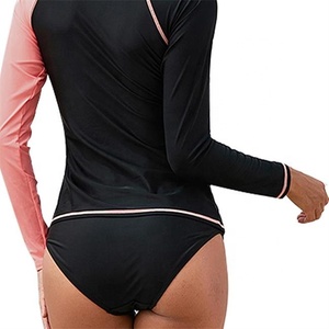 Haut de bain anti-UV à manches longues pour femme avec imprimé géométrique, en spandex et polyester - Product Image 3