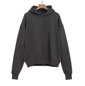Sudadera con Capucha Extra Grande para Hombre, Color Sólido, Corte Regular, Tejido de Felpa Francesa, Estilo Casual para Otoño, Gris - Product Image 4
