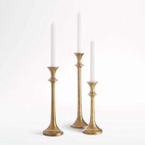 Portavelas cónico de Metal hecho a mano para el hogar y luces de mesa navideñas, velas decorativas con acabado dorado - Product Image 3