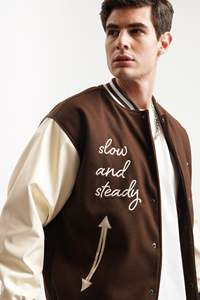 Hot Selling Designer High Street Stand Varsity <b>Jacket</b> <b>Men</b> Winter College <b>Baseball</b> Hip Hop Letter Embroidery Breathable Canvas - Product Image 6