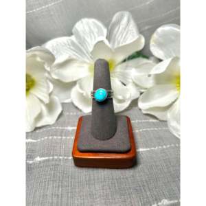 Navajo Handmade Kingman Turquoise & Sterling <b>Silver</b> <b>Statement</b> <b>Ring</b> Size 6.5 Gemstone Inlaid with Natural Stone for Everyday Wear - Product Image 1