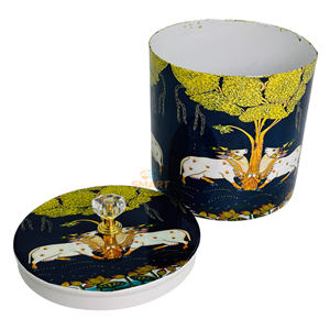 Boîte/pot rond flexible imprimé en cuivre avec couvercle en diamant Solution de stockage de vaisselle élégante pour les cadeaux et la décoration - Product Image 2