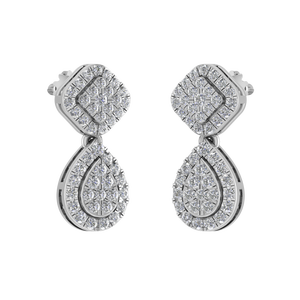 Boucles d'oreilles intemporelles en forme de larme avec haut en forme de coussin en diamant cultivé en laboratoire en 950 clous fins de luxe en platine pour femme - Product Image 3