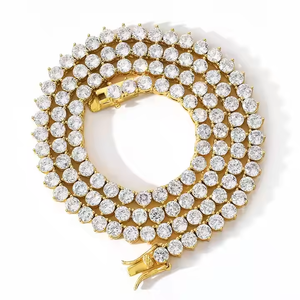 Personalizado 2,5mm corte Moissanite diamante collar oro amarillo 925 Plata 10K oro acabado Hip Hop tenis cadena joyería de moda regalos - Product Image 5