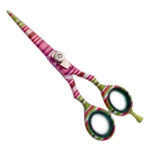 Professional Barber Straight & Curved Stainless Steel <b>Hair</b> <b>Cutting</b> <b>Scissors</b> with Multi-Color Coated Handle <b>for</b> Beauty Salon Use - Product Image 1