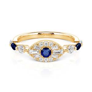 Jeulia Mystical Gold <b>Evil</b> <b>Eye</b> Protection <b>Ring</b> Geometric Sterling Silver Design - Product Image 1