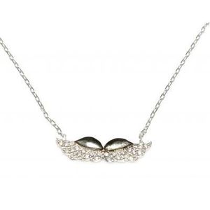 Collar de Plata de Ley 925 con Alas de Ángel y Piedra Blanca, Collar con Cristal Blanco - Product Image 3
