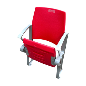 EVO <b>Seating</b> Red Theater Chair With Fixed Armrest Metal Legs Polyester Seat <b>Foam</b> Filling Solid Back Modern Design - Product Image 2
