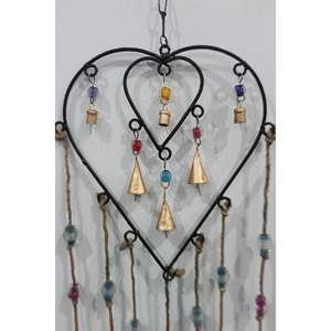 Bohemian Wrought Iron Heart Hanging Wind Chime Indoor/Outdoor Patio Garden <b>Ornament</b> for Love Gifts - Product Image 4