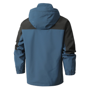 OEM Diseño de logotipo personalizado Vintage Hombres de ajuste regular Negro y azul de contraste de color de manga completa Chaqueta de invierno con cremallera Fly & Hood - Product Image 2