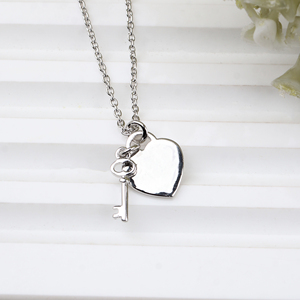 Buy 925 Solid Sterling <b>Silver</b> <b>Heart</b> Lock With Key Pendant Minimalist Handmade <b>Silver</b> Jewelry <b>Necklace</b> For Wholesale Price - Product Image 3