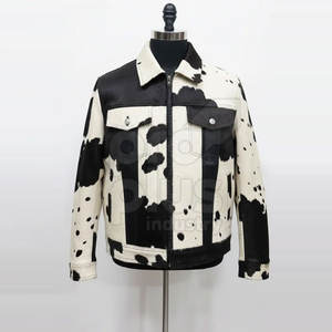 Veste en cuir de vachette respirante pour homme, élégante, style motard, avec logo sur le devant, séchage rapide, écologique - Product Image 1