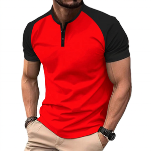 Summer Men's Casual Golf for T-<b>Shirts</b> Washed Blank Stand Collar Crocheted Polyester/Cotton Breathable Custom Sports Fitness - Product Image 6