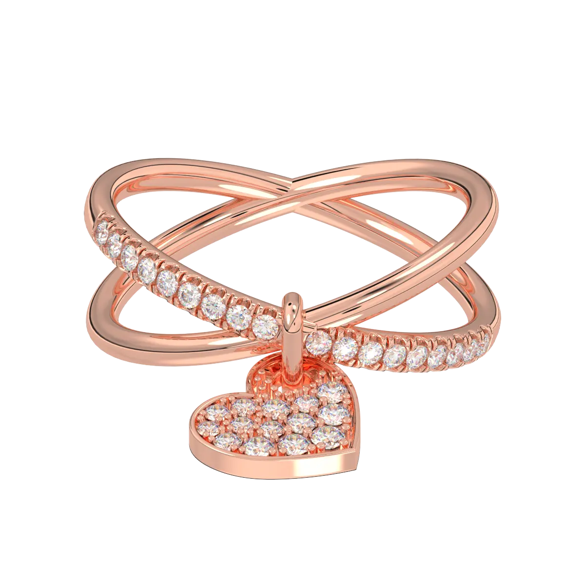 Fine Jewelry Knot Ring Heart Shaped Sterling Silver 925 Rose Gold Plated Cubic Zirconia Stone Round Brilliant Cut Vietnam
