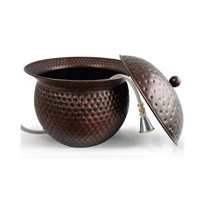 Bol de tuyau en métal à motif nervuré patiné avec couvercle pour arroser les plantes à la maison Bol de tuyau d'arrosage en métal décoratif - Product Image 5