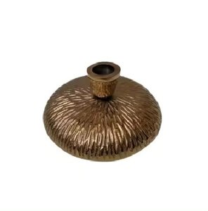 Glossy Antique Gold <b>Ribbed</b> Brass Flower <b>Vase</b> for Home and Office Desktop Decorative Accent Metal Flower <b>Vases</b> - Product Image 1