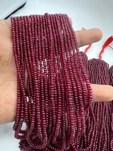 Venta al por mayor de fabricación india, lote de cuentas de piedras preciosas naturales de 3mm-5mm de buena calidad con forma de Rondelle liso de rubí Longido hecho en Jaipur - Product Image 4